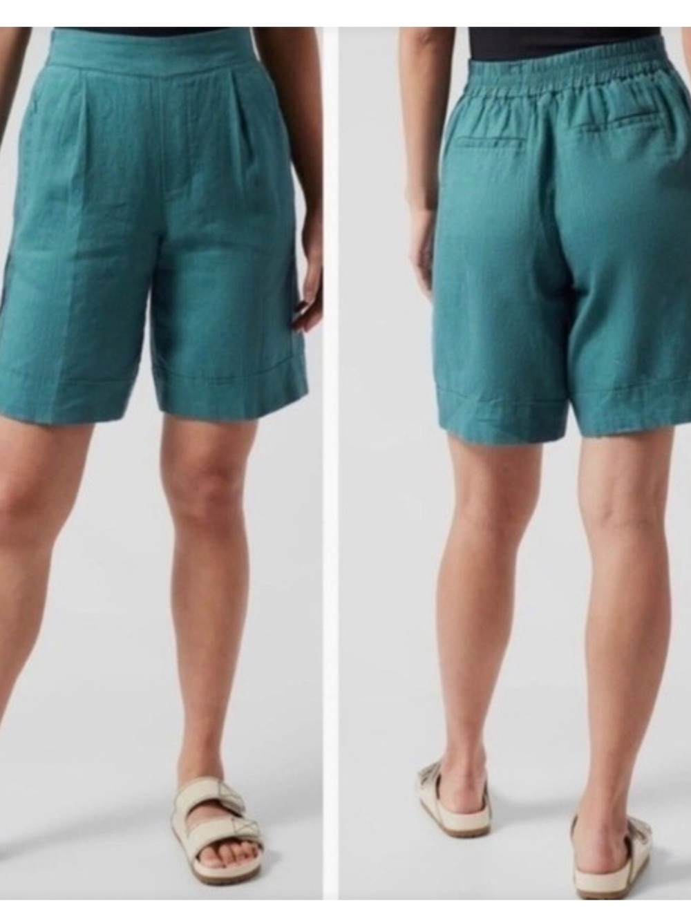 Athleta Women's Playa Linen Bermuda Shorts in Teal Size 8